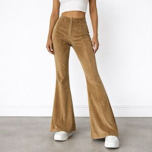 DEVAN Corduroy Flare Pants Womens 2 Brown High Rise Stretch Y2K Style USA